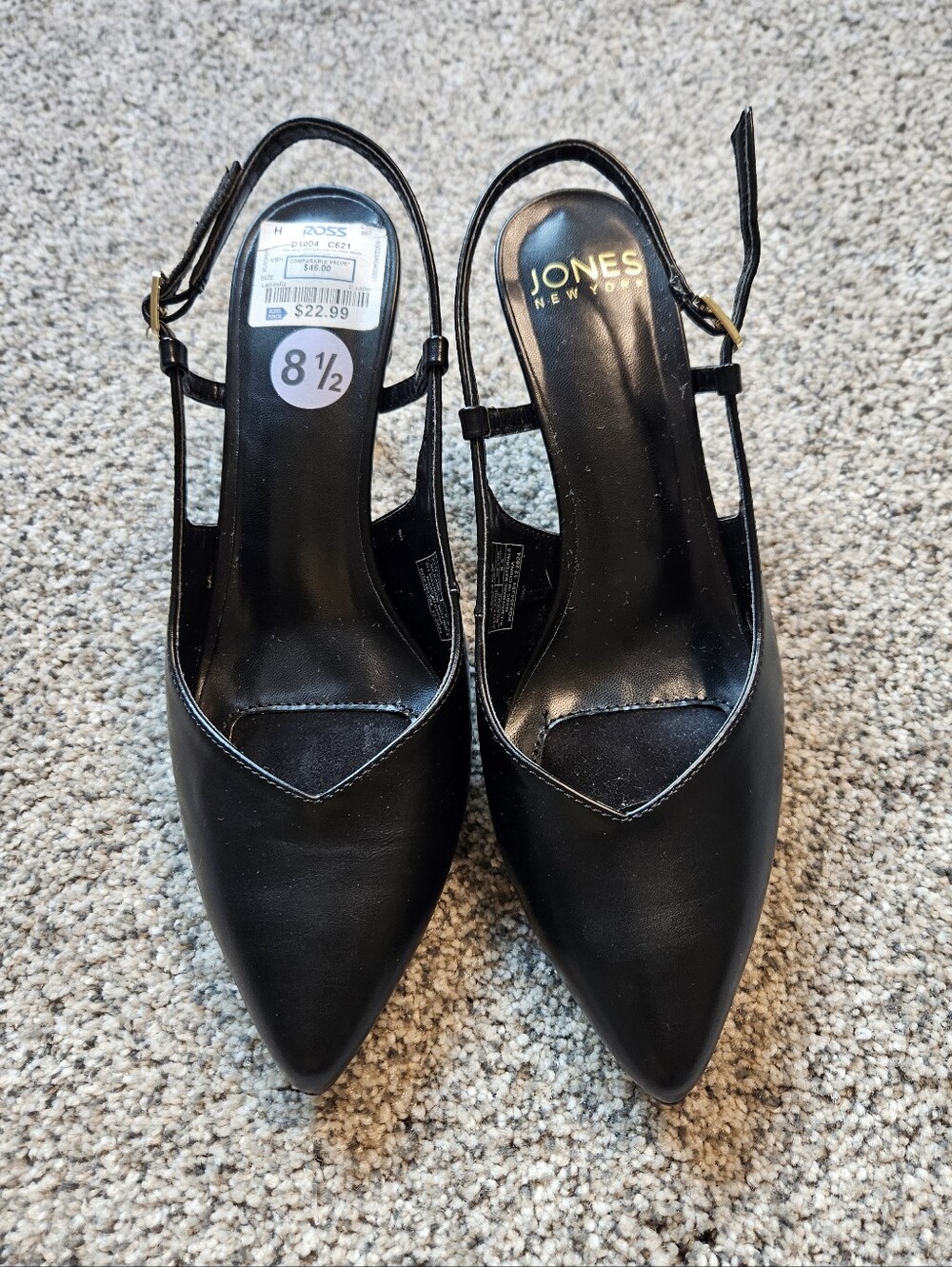 Jones New York Black Pointed-Toe Slingback Pumps